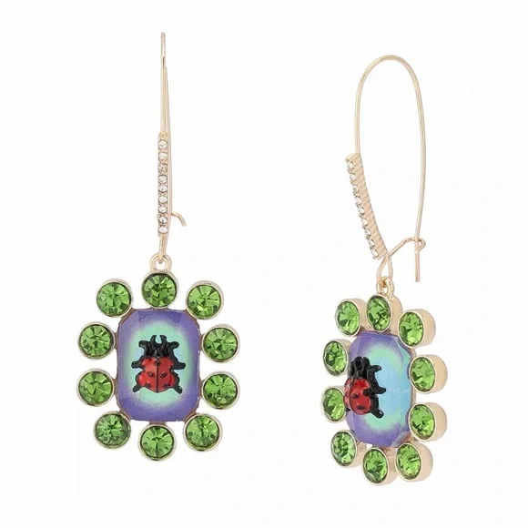 Betsey Johnson Backyard Stone Bib Collar Necklace, Ladybug & Pineapple Earrings - Picture 5 of 9